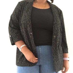 Dark Green Leopard Print Blazer